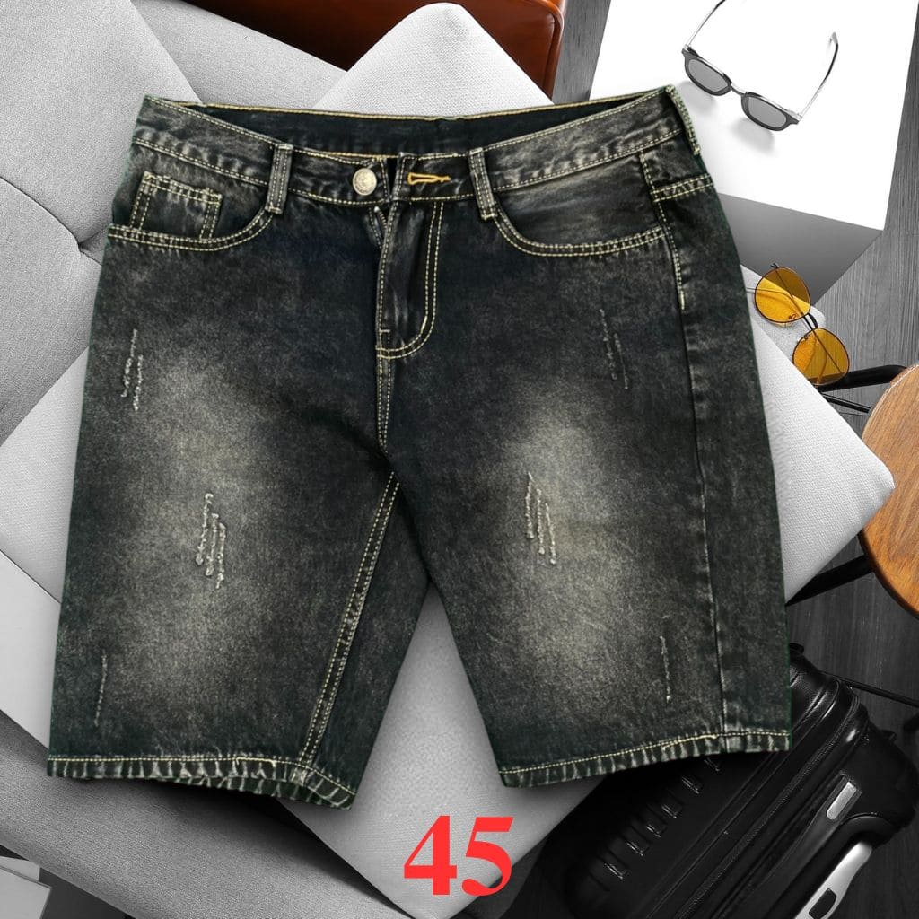 Quần Short Jean Nam KT Nâu Đậm Cào Trẻ Trung - Hình ảnh 3