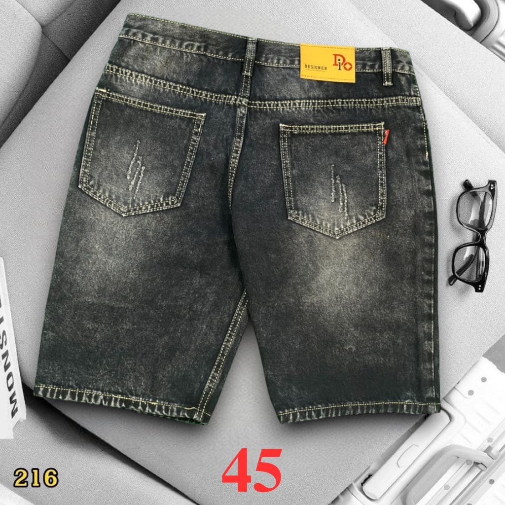 Quần Short Jean Nam KT Nâu Đậm Cào Trẻ Trung - Hình ảnh 4