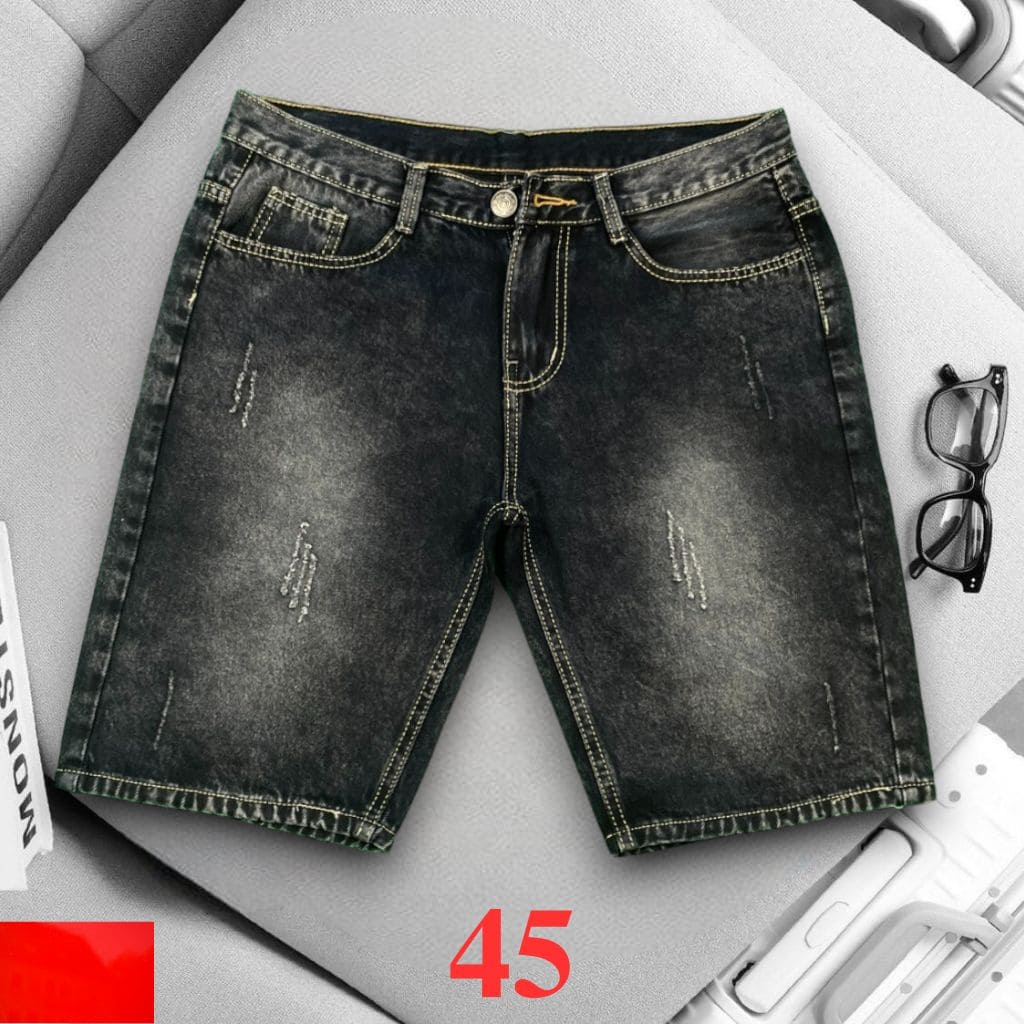 Quần Short Jean Nam KT Nâu Đậm Cào Trẻ Trung - Hình ảnh 5