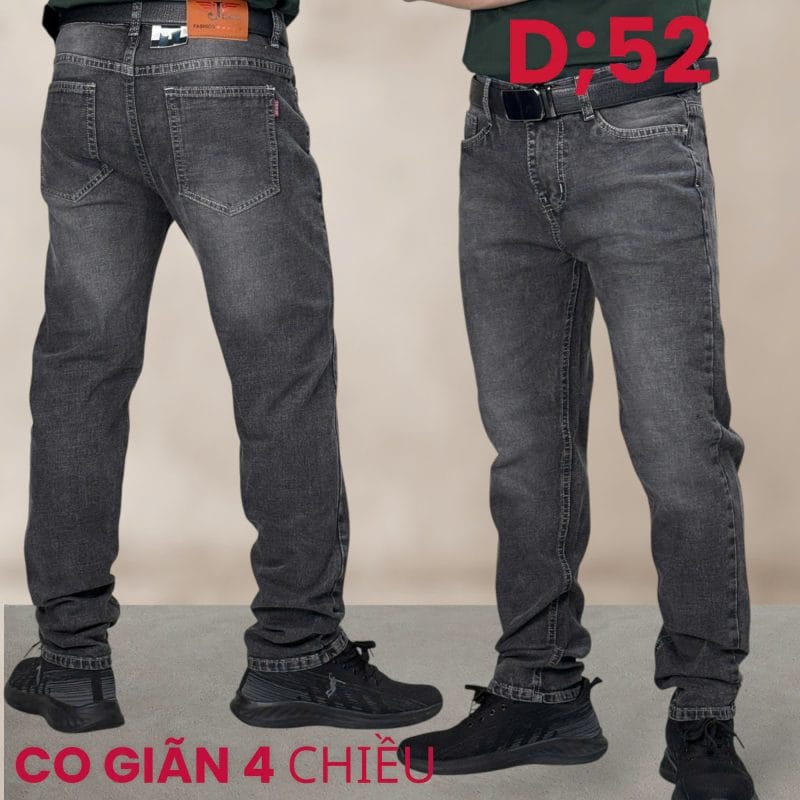 QUẦN JEANS CO GIÃN 4 CHIỀU – DÁNG ĐẸP, THOẢI MÁI TUYỆT ĐỐI 🔹 Mã sản phẩm: D-52 🔹 Chất liệu: Jean cao cấp, co giãn 4 chiều giúp vận động linh hoạt 🔹 Kiểu dáng: Slim fit thời trang, tôn dáng nam tính 🔹 Màu sắc: Đen xám cá tính, dễ phối đồ 🔹 Thoải mái cả ngày: Chất vải mềm mại, thoáng khí, không gây bí bách 🔹 Phù hợp nhiều phong cách: Đi chơi, đi làm, dạo phố đều chuẩn gu 📌 Sẵn hàng đủ size – Giao hàng nhanh toàn quốc! 👉 Đặt ngay để nhận ưu đãi đặc biệt!