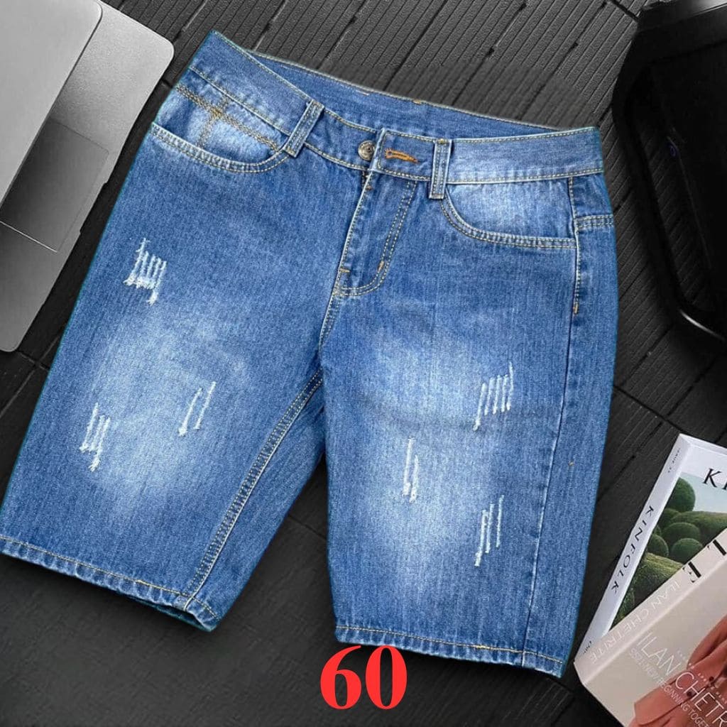 Quần Short Jean Nam KT Xanh Đậm Cào Trẻ Trung - Hình ảnh 2