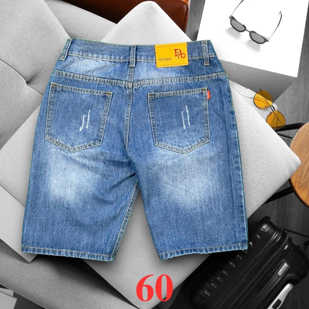 Quần Short Jean Nam KT Xanh Đậm Cào Trẻ Trung - Hình ảnh 4