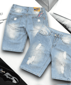 Quần sọt jean nam không co giãn KT xanh nhạt rách là lựa chọn hoàn hảo cho những chàng trai yêu thích phong cách trẻ trung, năng động.