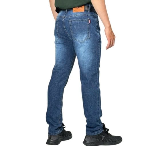 Quần dài jean nam co giãn KT xanh đậm trơn - Hình ảnh 2