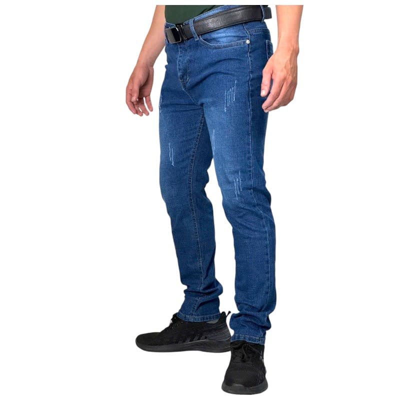 Quần dài jean nam co giãn KT màu xanh đậm cào - Hình ảnh 4