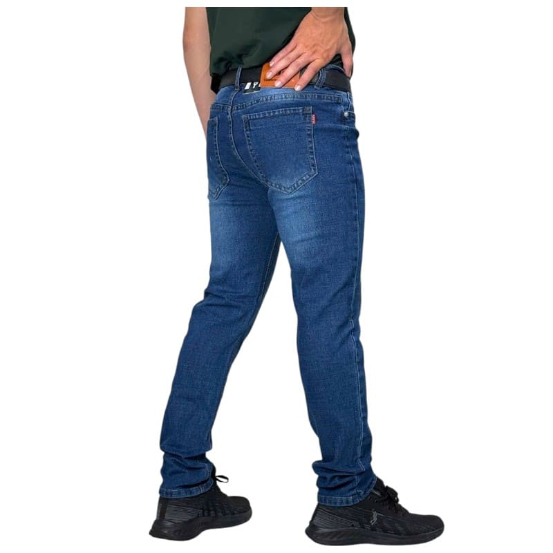 Quần dài jean nam co giãn KT màu xanh đậm cào - Hình ảnh 3