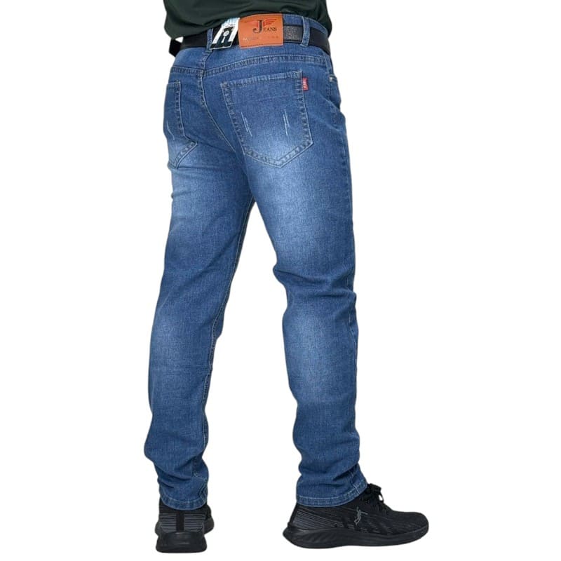 Quần dài jean nam co giãn KT xanh đen cào - Hình ảnh 3