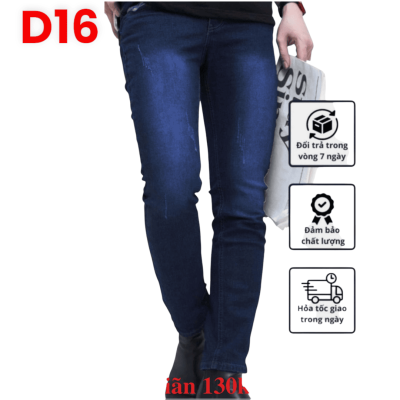 Quần jean nam dài co giãn xanh đậm thời trang là lựa chọn hoàn hảo cho những chàng trai yêu thích phong cách trẻ trung, năng động.