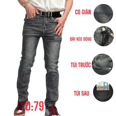 Quần jean nam dài co giãn xám đậm mèo là lựa chọn hoàn hảo cho những chàng trai yêu thích phong cách trẻ trung, năng động.