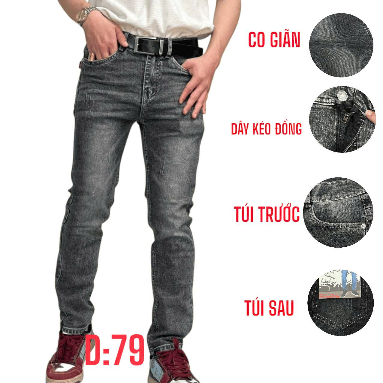 Quần jean nam dài co giãn xám đậm mèo là lựa chọn hoàn hảo cho những chàng trai yêu thích phong cách trẻ trung, năng động.