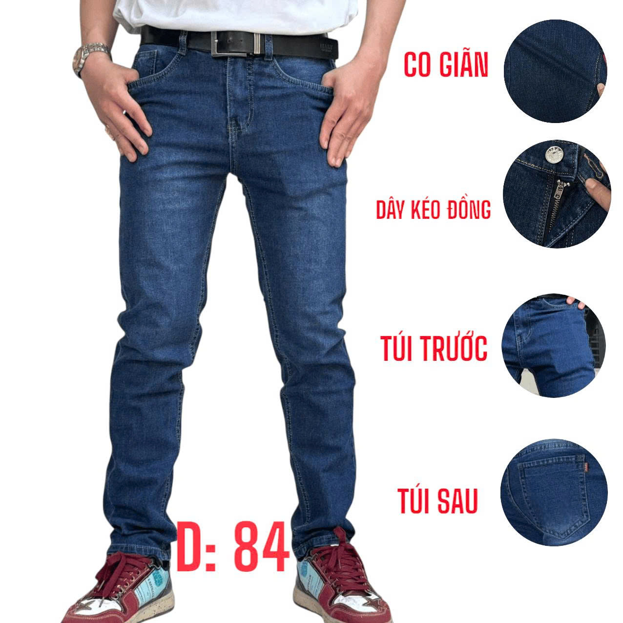 Quần jean nam dài co giãn xanh đậm thời trang là lựa chọn hoàn hảo cho những chàng trai yêu thích phong cách trẻ trung, năng động.