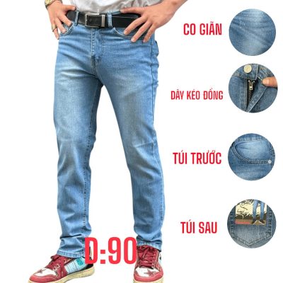 Quần jean nam dài co giãn xanh nhạt thời trang là lựa chọn hoàn hảo cho những chàng trai yêu thích phong cách trẻ trung, năng động.