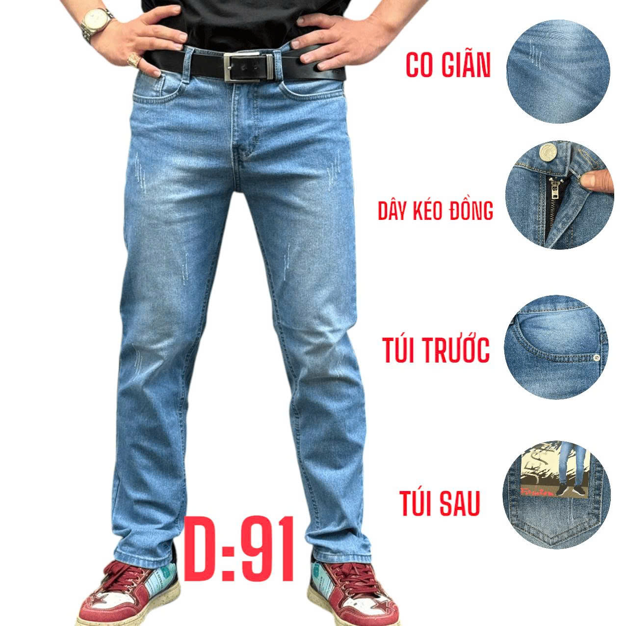 Quần jean nam dài co giãn xanh nhạt cào thời trang là lựa chọn hoàn hảo cho những chàng trai yêu thích phong cách trẻ trung, năng động.