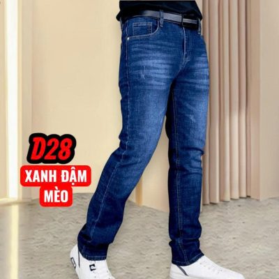 Quần jean nam dài co giãn xanh đậm mèo là lựa chọn hoàn hảo cho những chàng trai yêu thích phong cách trẻ trung, năng động.