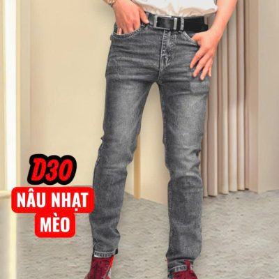 Quần jean nam dài co giãn nâu nhạt mèo là lựa chọn hoàn hảo cho những chàng trai yêu thích phong cách trẻ trung, năng động.